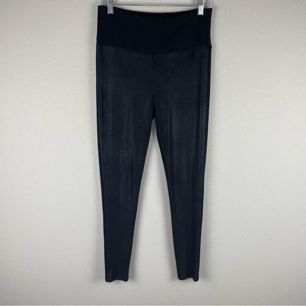 Assets by Spanx Black Faux Leather Front Pull On Leggings Size XL